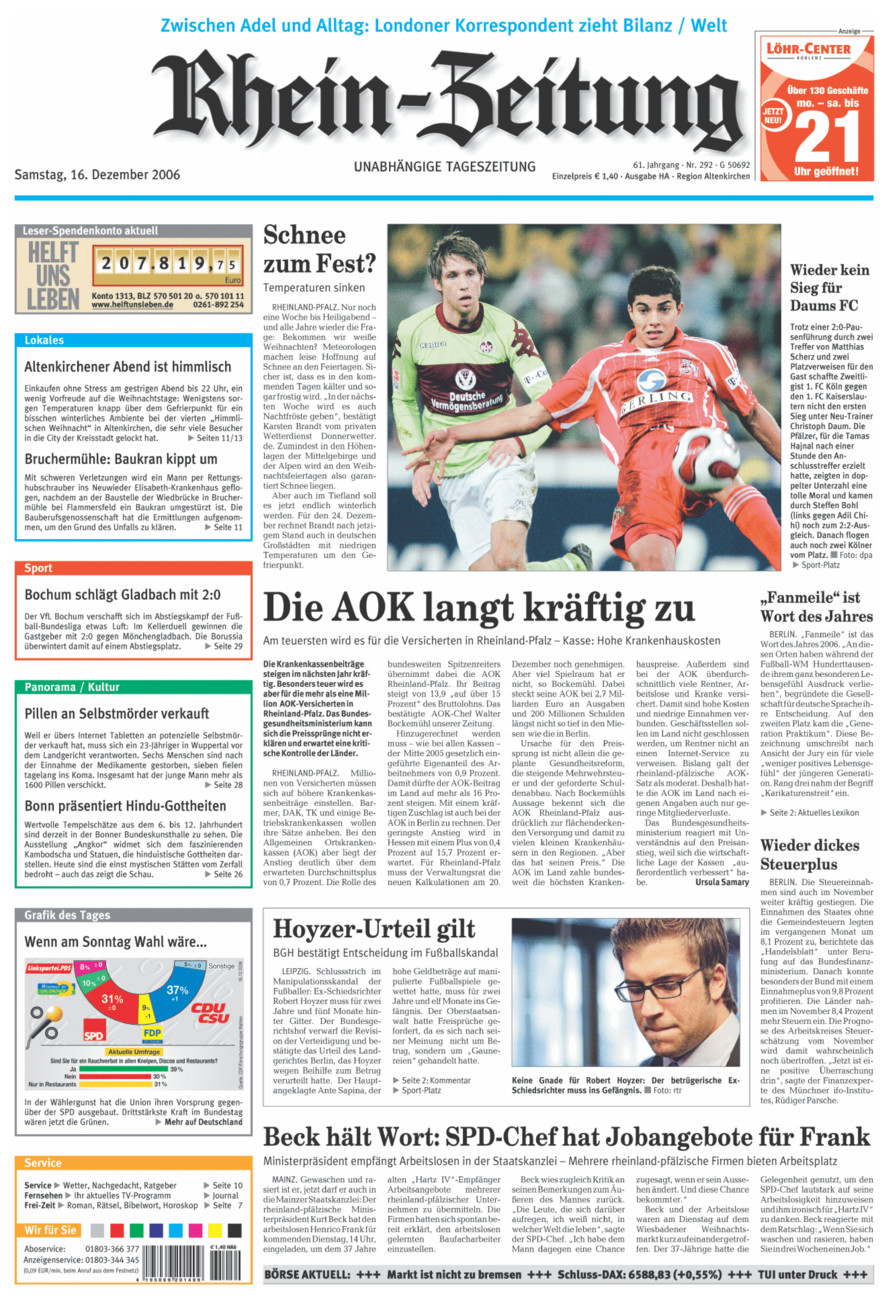 Rhein-Zeitung Kreis Altenkirchen vom Samstag, 16.12.2006
