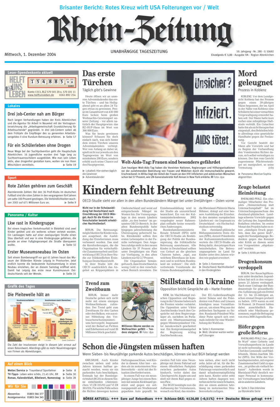 Rhein-Zeitung Kreis Altenkirchen vom Mittwoch, 01.12.2004