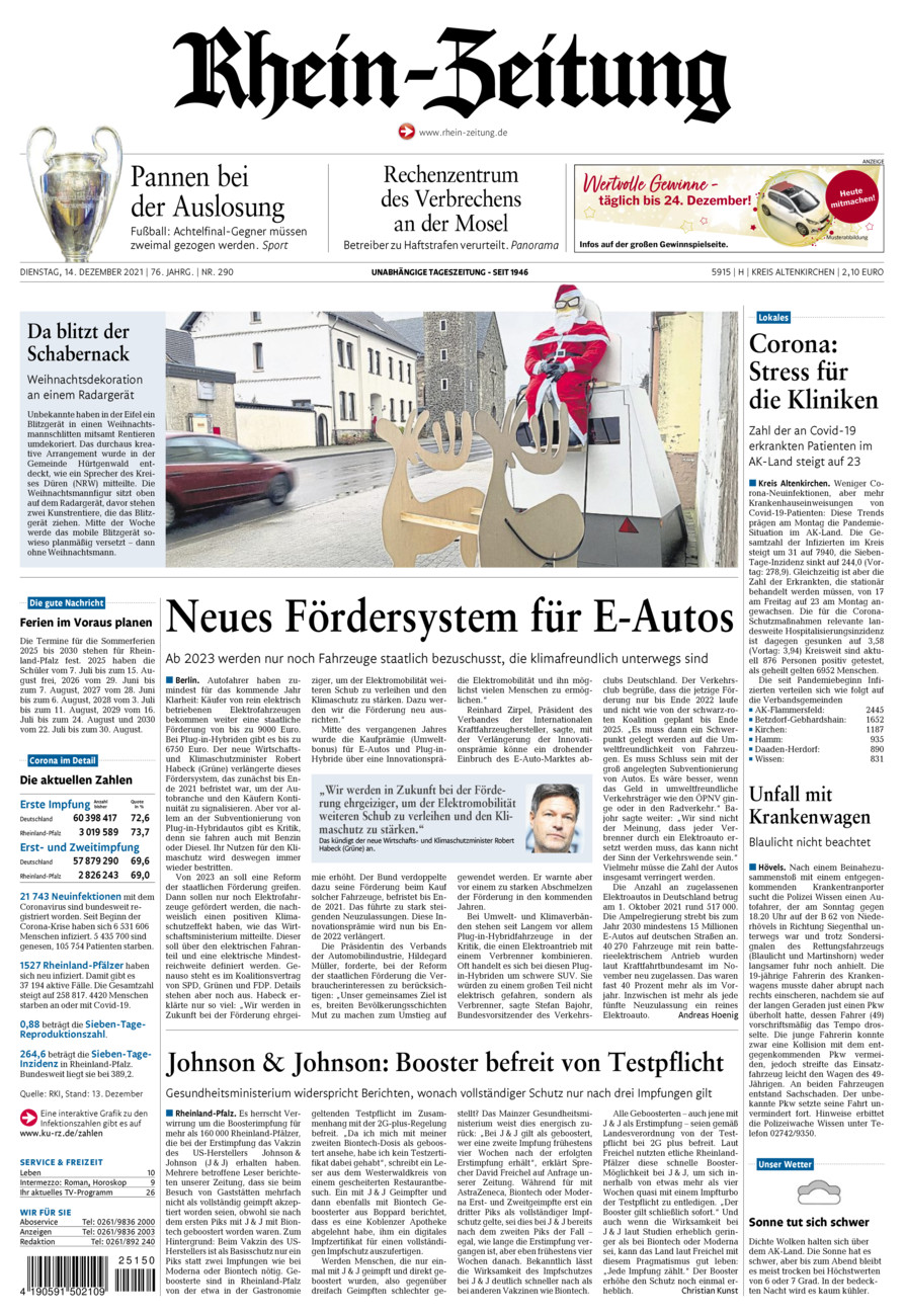 Rhein-Zeitung Kreis Altenkirchen vom Dienstag, 14.12.2021