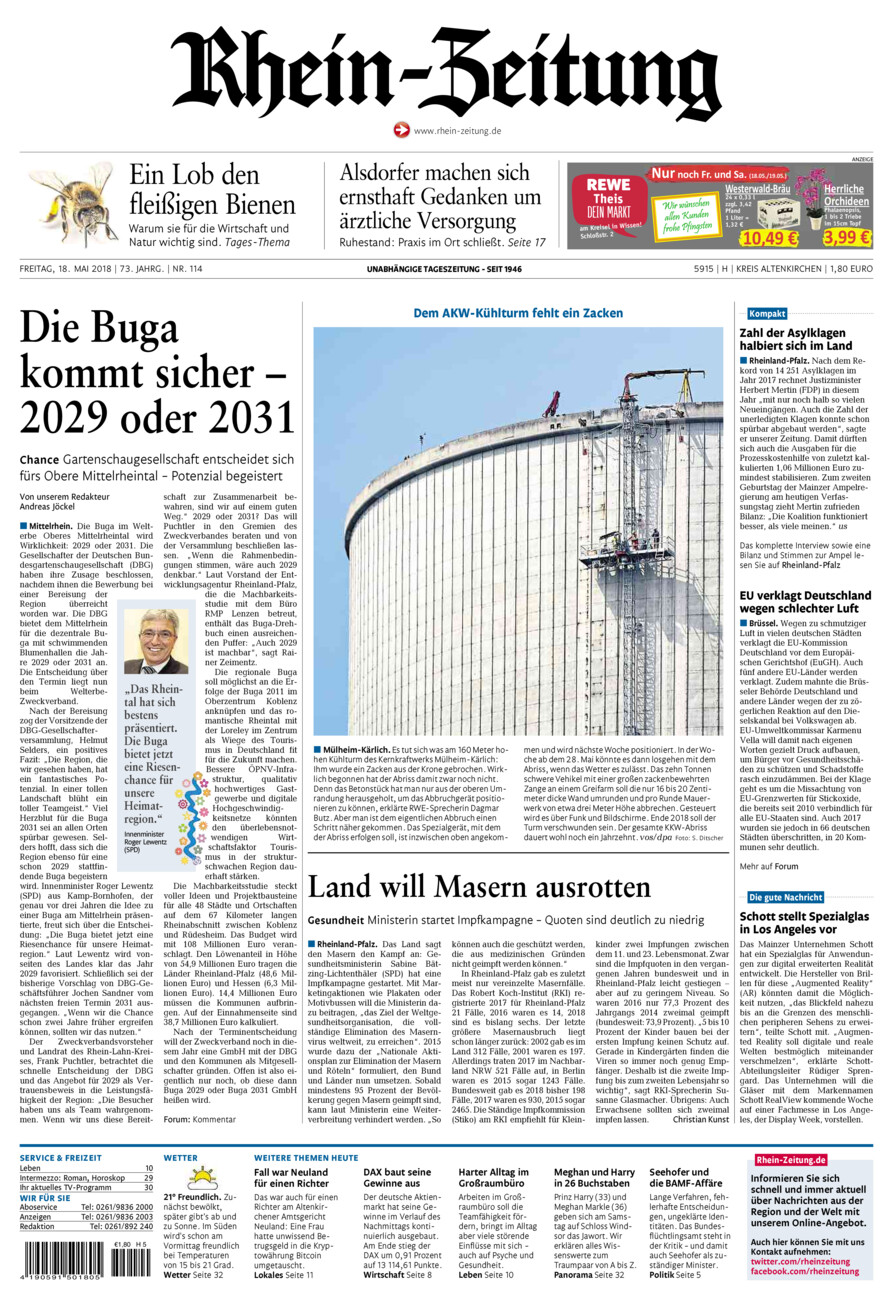 Rhein-Zeitung Kreis Altenkirchen vom Freitag, 18.05.2018