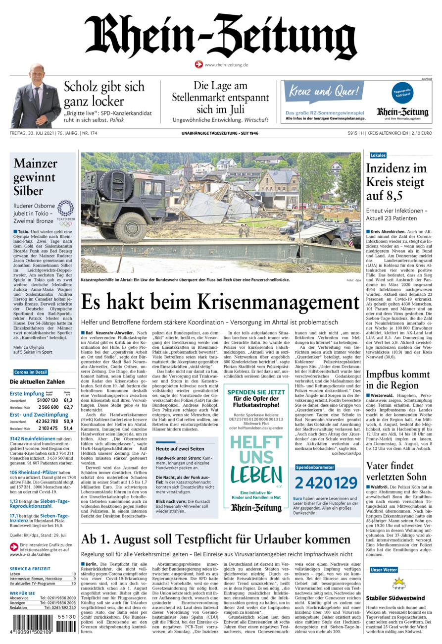 Rhein-Zeitung Kreis Altenkirchen vom Freitag, 30.07.2021