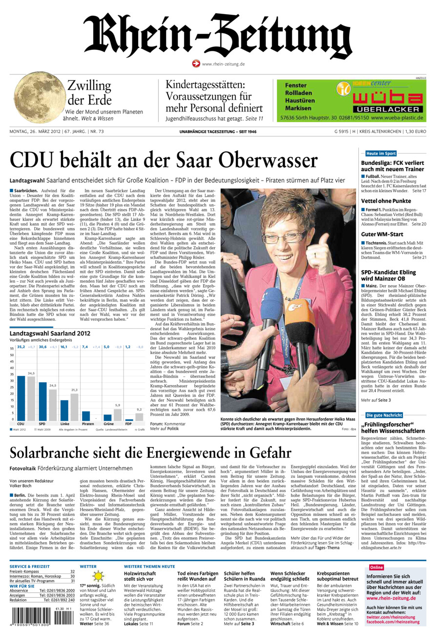 Rhein-Zeitung Kreis Altenkirchen vom Montag, 26.03.2012