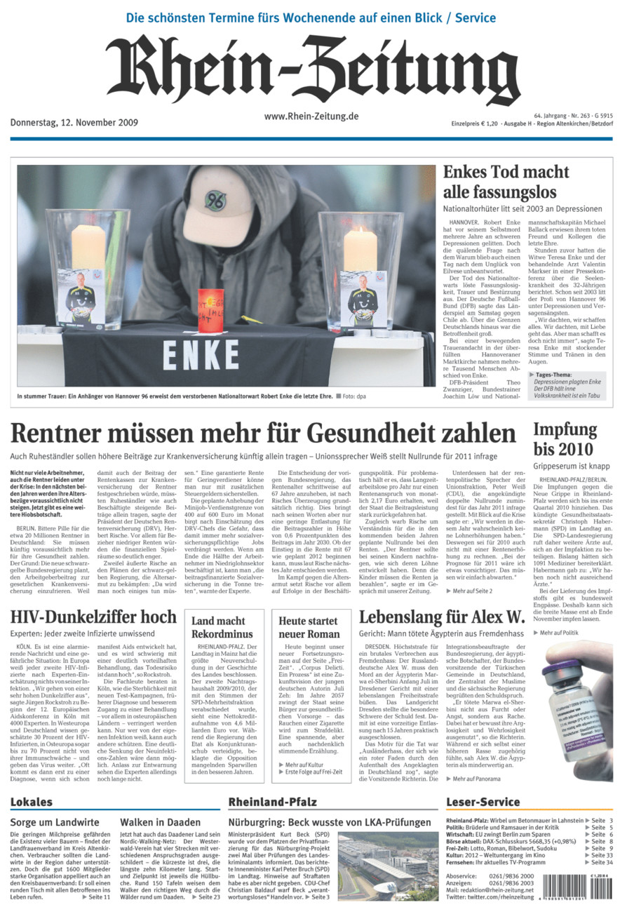 Rhein-Zeitung Kreis Altenkirchen vom Donnerstag, 12.11.2009
