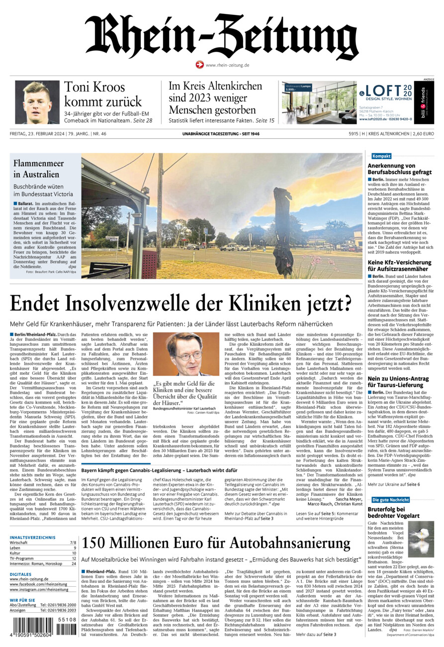 Rhein-Zeitung Kreis Altenkirchen vom Freitag, 23.02.2024