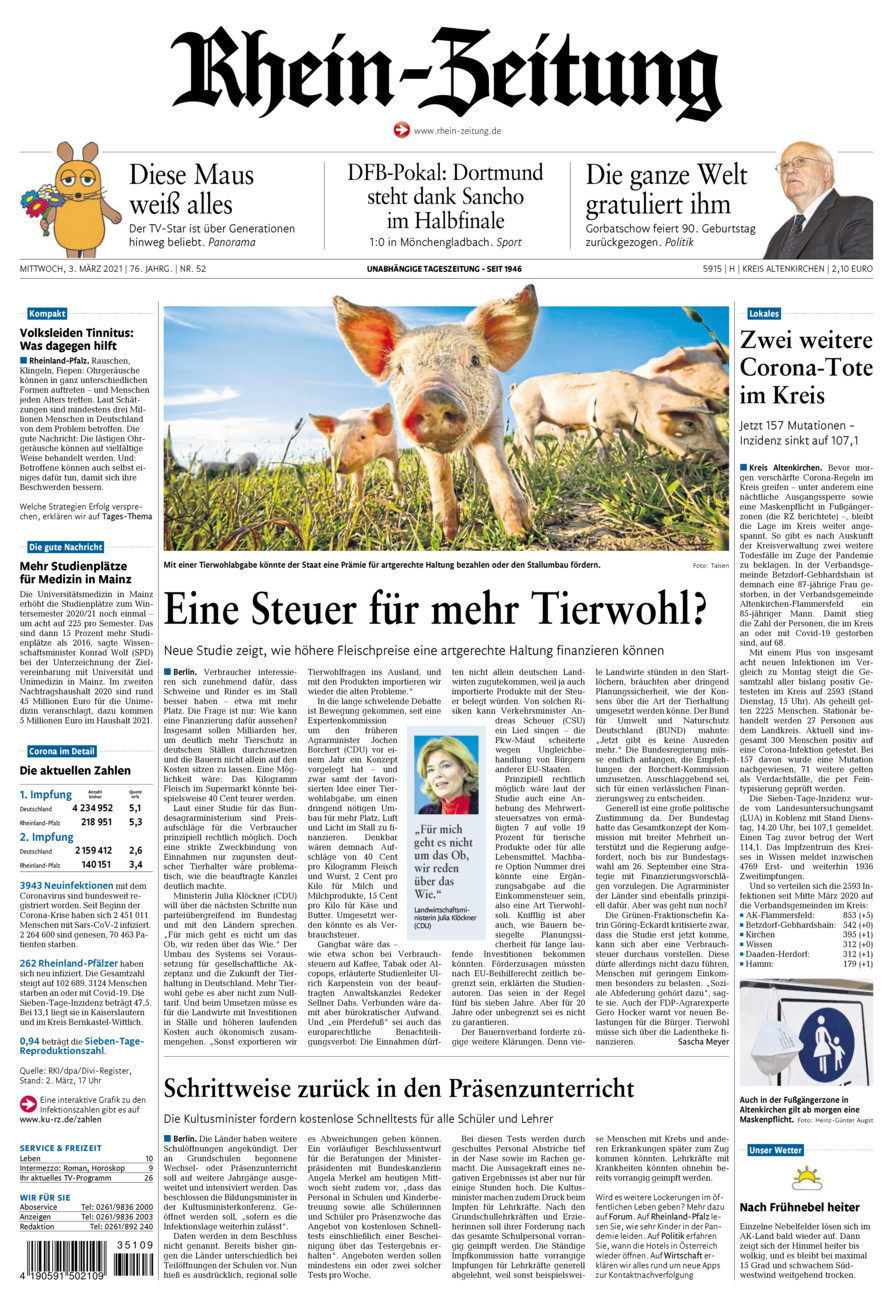 Rhein-Zeitung Kreis Altenkirchen vom Mittwoch, 03.03.2021