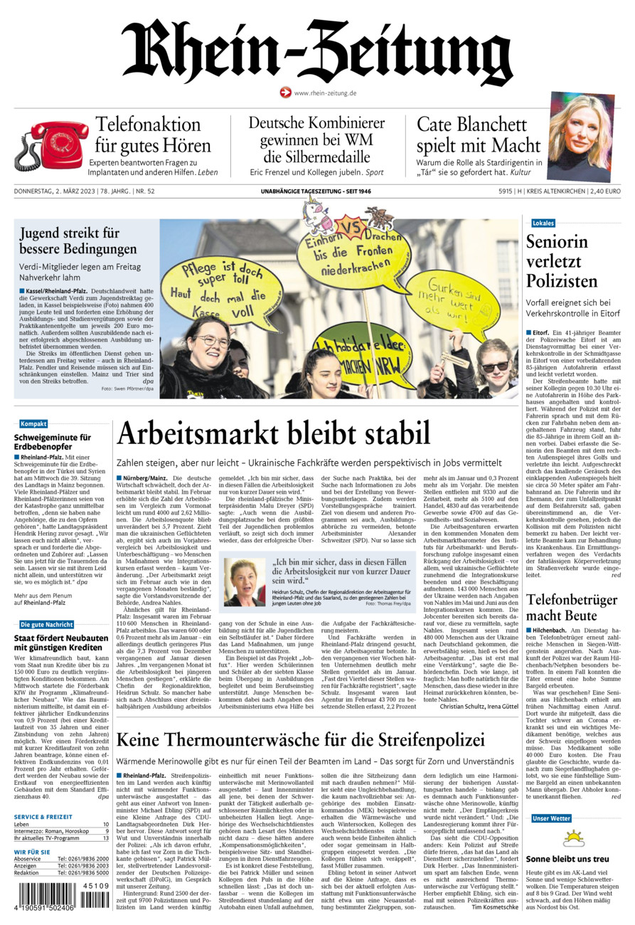 Rhein-Zeitung Kreis Altenkirchen vom Donnerstag, 02.03.2023