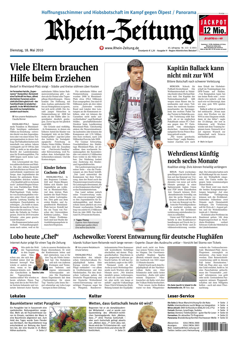 Rhein-Zeitung Kreis Altenkirchen vom Dienstag, 18.05.2010