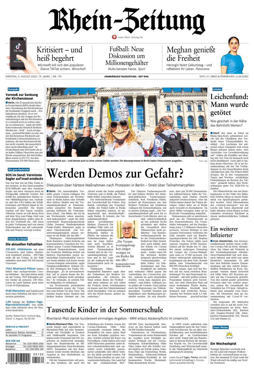 Rhein-Zeitung Kreis Altenkirchen vom Dienstag, 04.08.2020