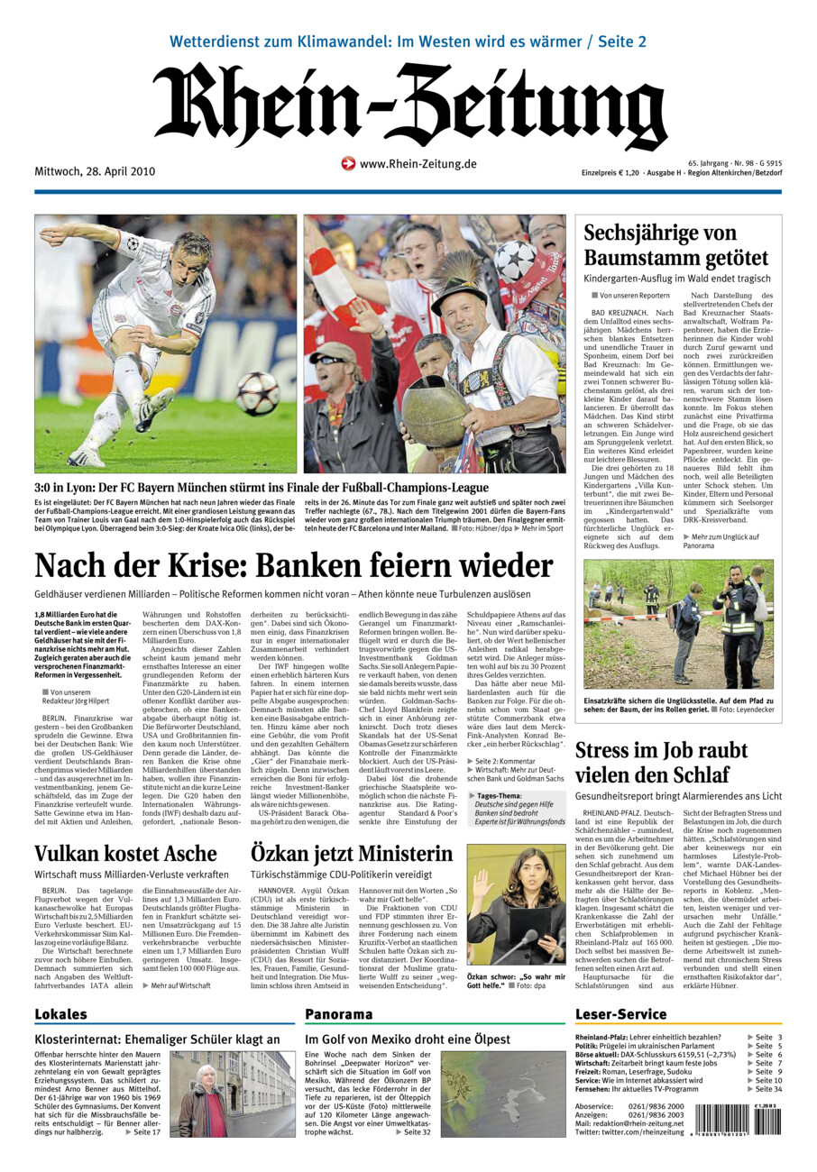 Rhein-Zeitung Kreis Altenkirchen vom Mittwoch, 28.04.2010