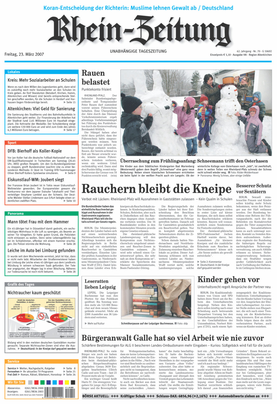 Rhein-Zeitung Kreis Altenkirchen vom Freitag, 23.03.2007