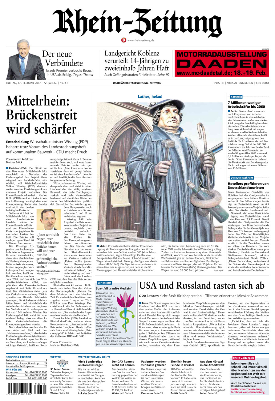 Rhein-Zeitung Kreis Altenkirchen vom Freitag, 17.02.2017