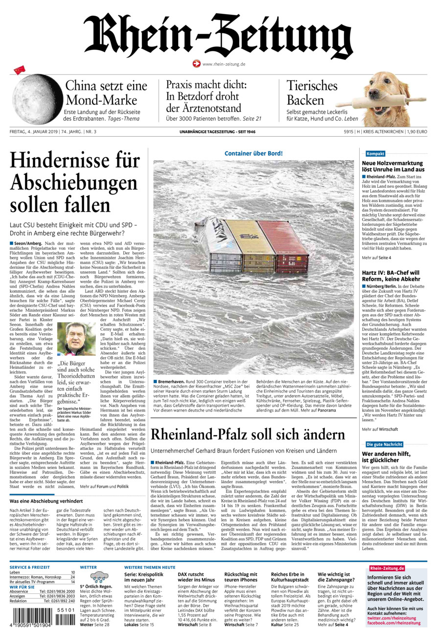 Rhein-Zeitung Kreis Altenkirchen vom Freitag, 04.01.2019
