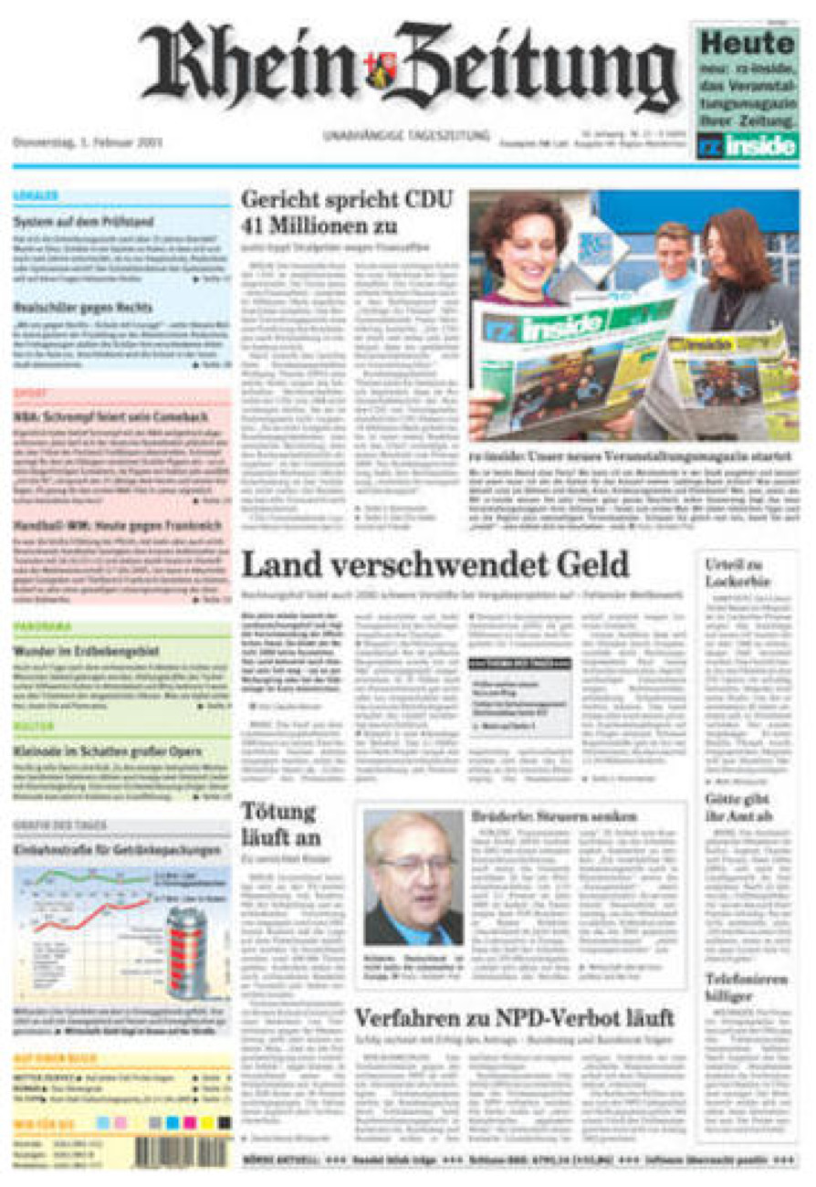 Rhein-Zeitung Kreis Altenkirchen vom Donnerstag, 01.02.2001