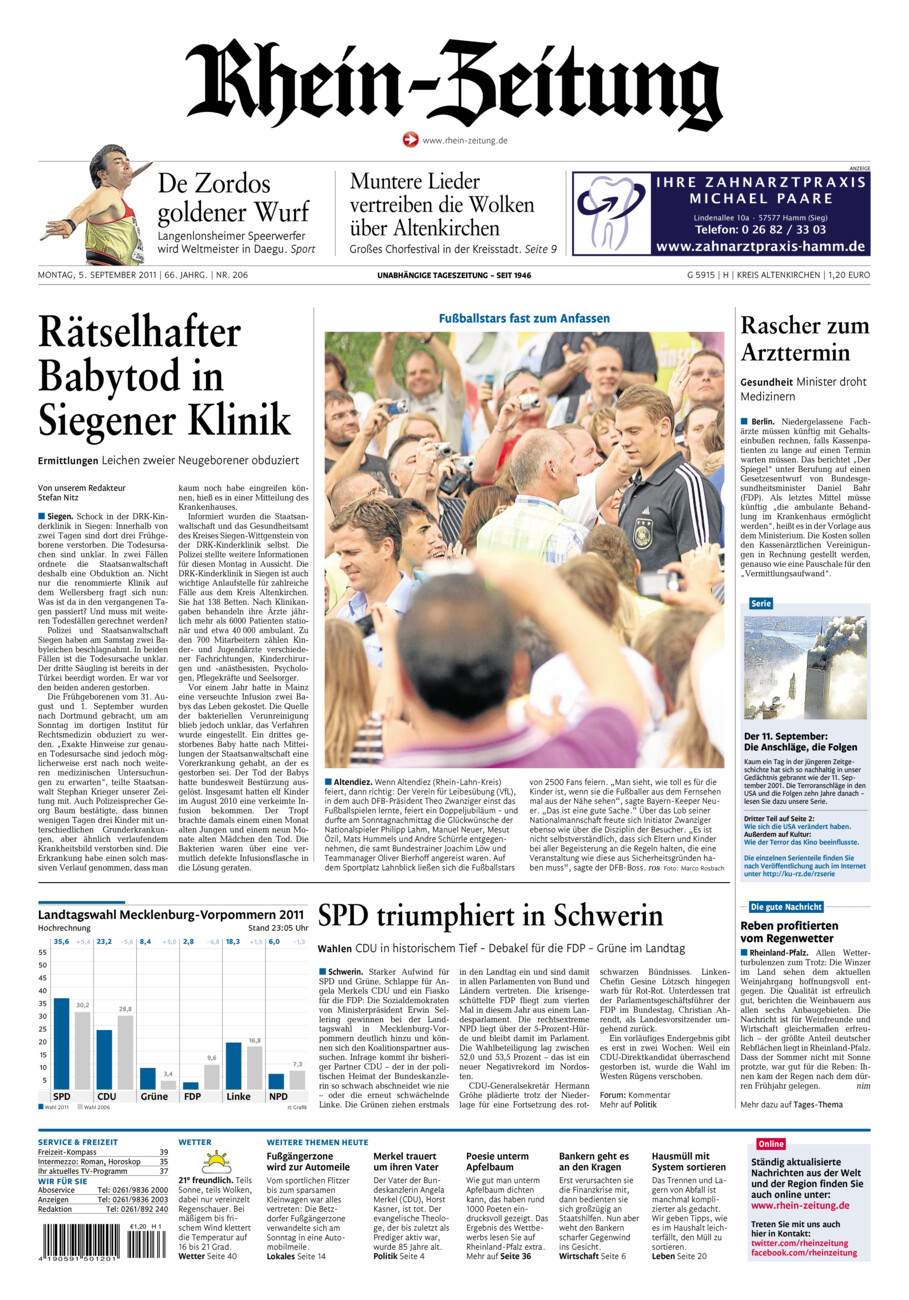Rhein-Zeitung Kreis Altenkirchen vom Montag, 05.09.2011