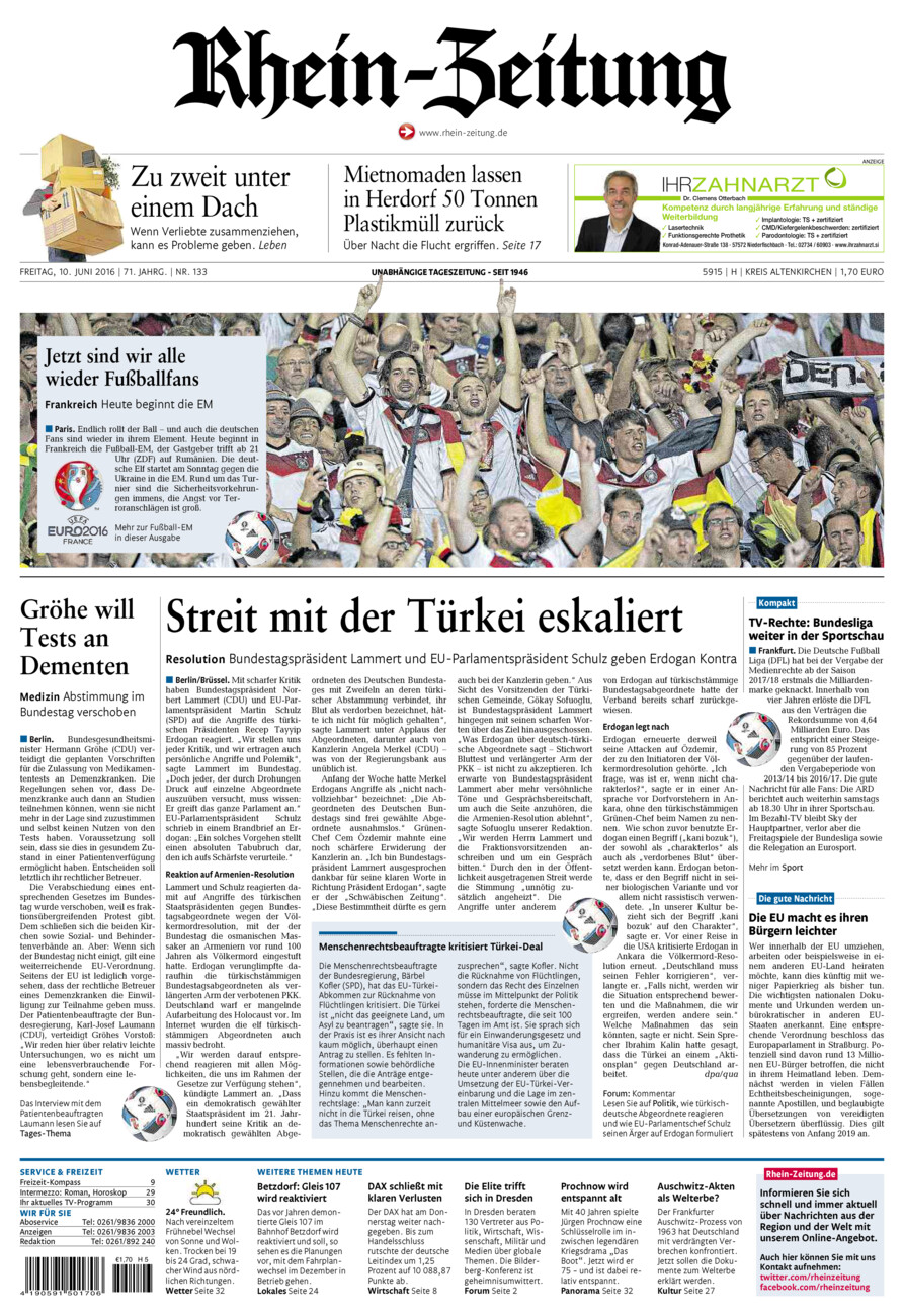 Rhein-Zeitung Kreis Altenkirchen vom Freitag, 10.06.2016