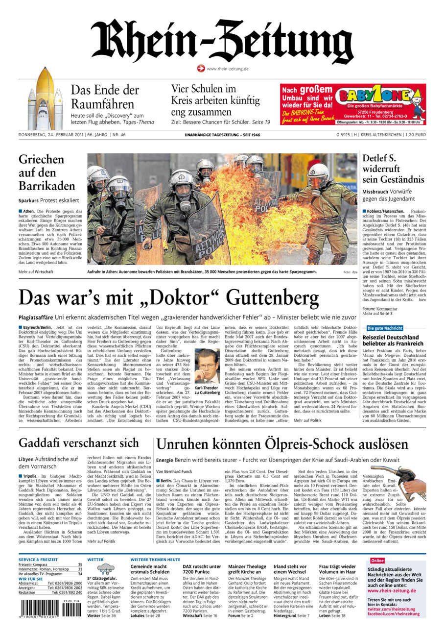 Rhein-Zeitung Kreis Altenkirchen vom Donnerstag, 24.02.2011