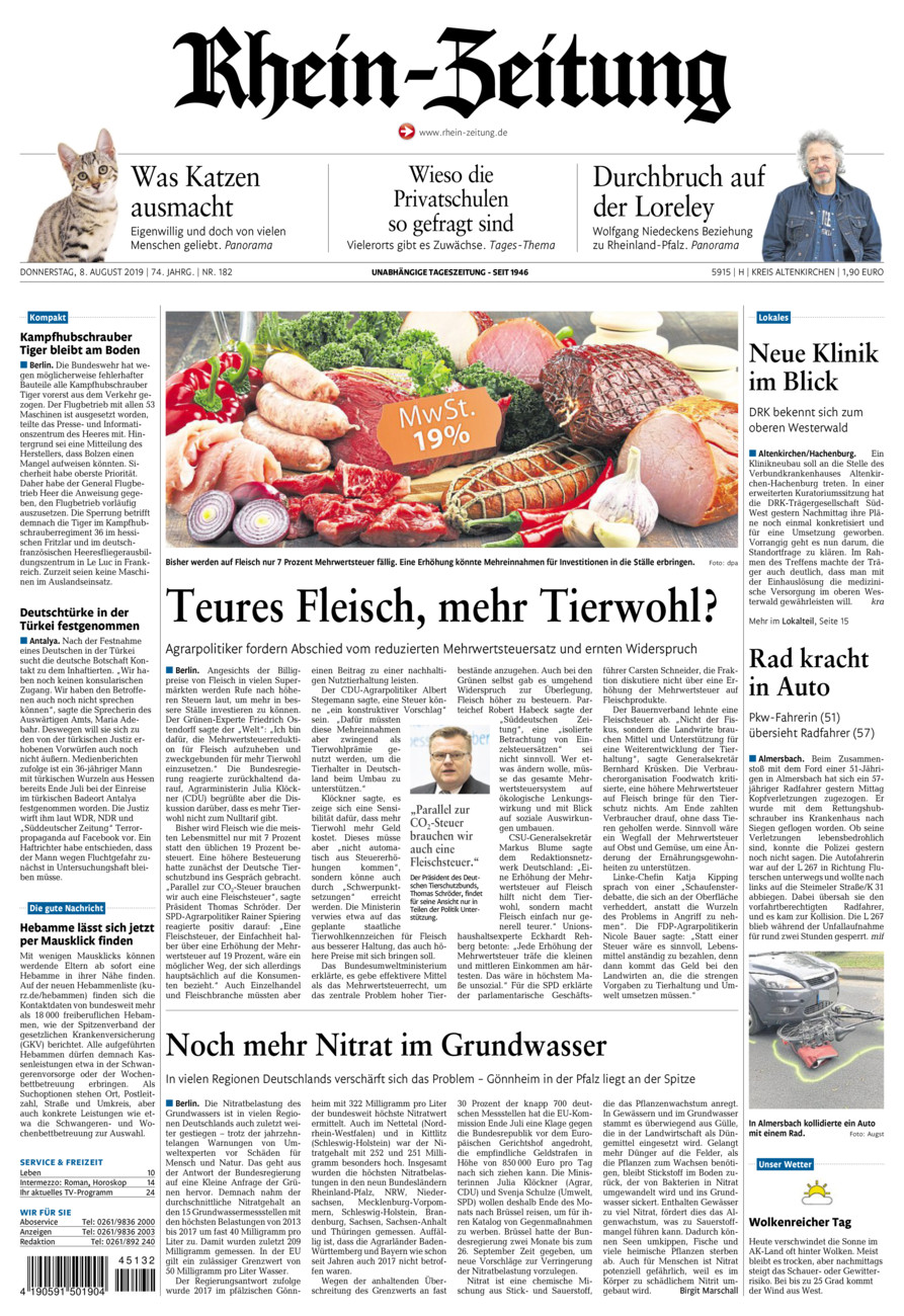 Rhein-Zeitung Kreis Altenkirchen vom Donnerstag, 08.08.2019