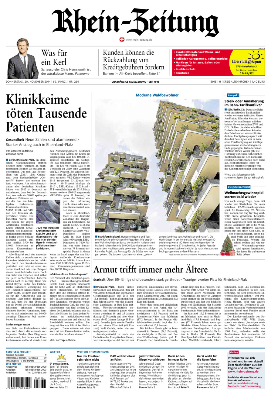 Rhein-Zeitung Kreis Altenkirchen vom Donnerstag, 20.11.2014