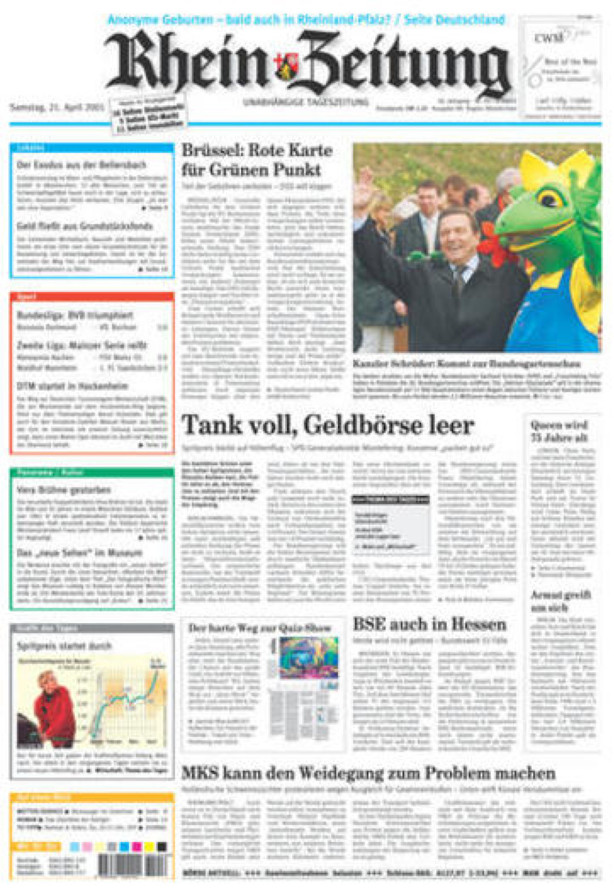Rhein-Zeitung Kreis Altenkirchen vom Samstag, 21.04.2001