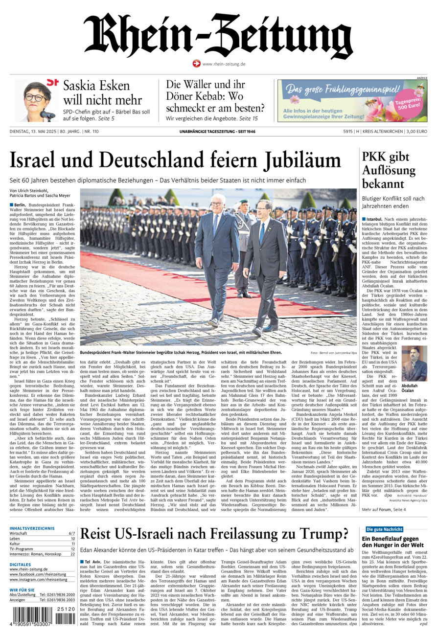 Rhein-Zeitung Kreis Altenkirchen vom Dienstag, 13.05.2025