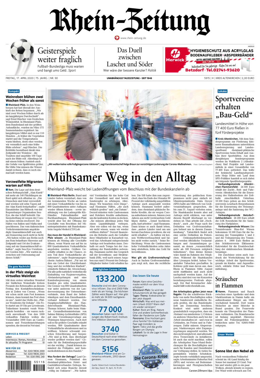 Rhein-Zeitung Kreis Altenkirchen vom Freitag, 17.04.2020