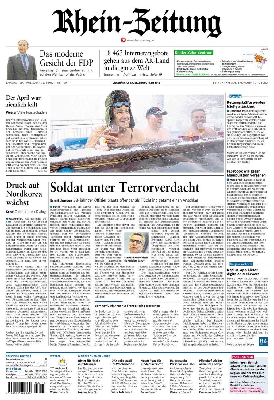 Rhein-Zeitung Kreis Altenkirchen vom Samstag, 29.04.2017