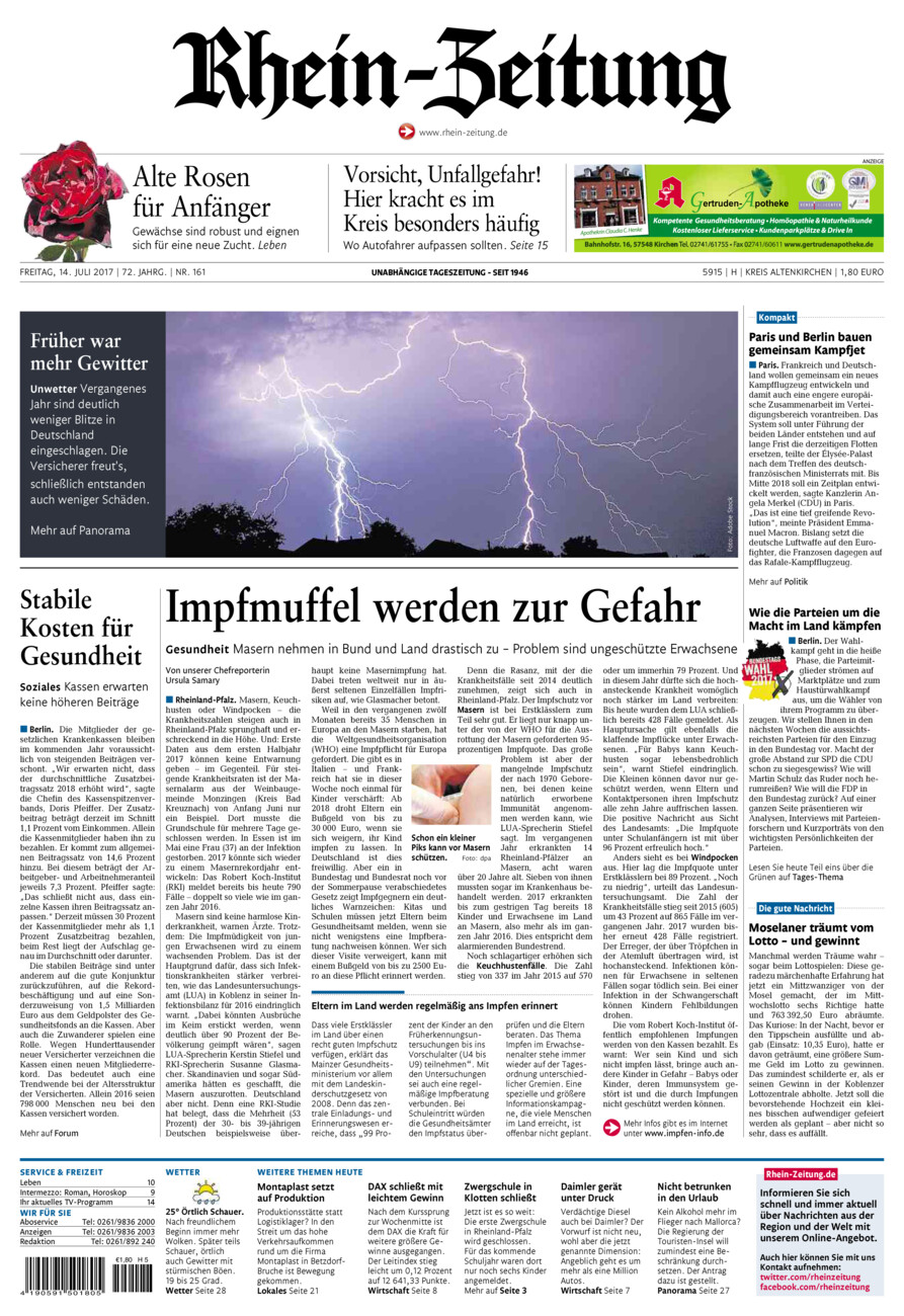 Rhein-Zeitung Kreis Altenkirchen vom Freitag, 14.07.2017