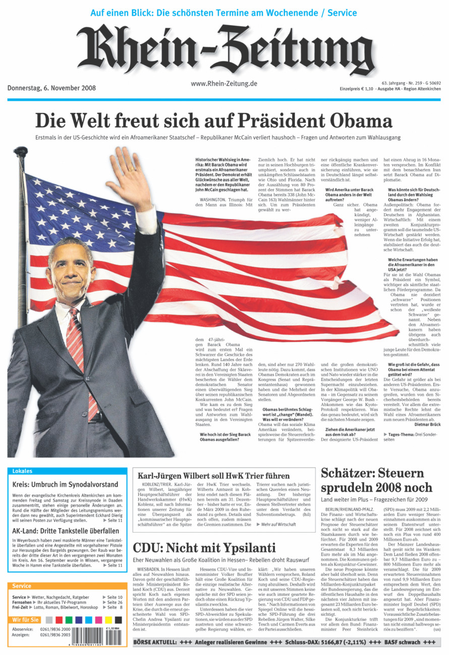 Rhein-Zeitung Kreis Altenkirchen vom Donnerstag, 06.11.2008