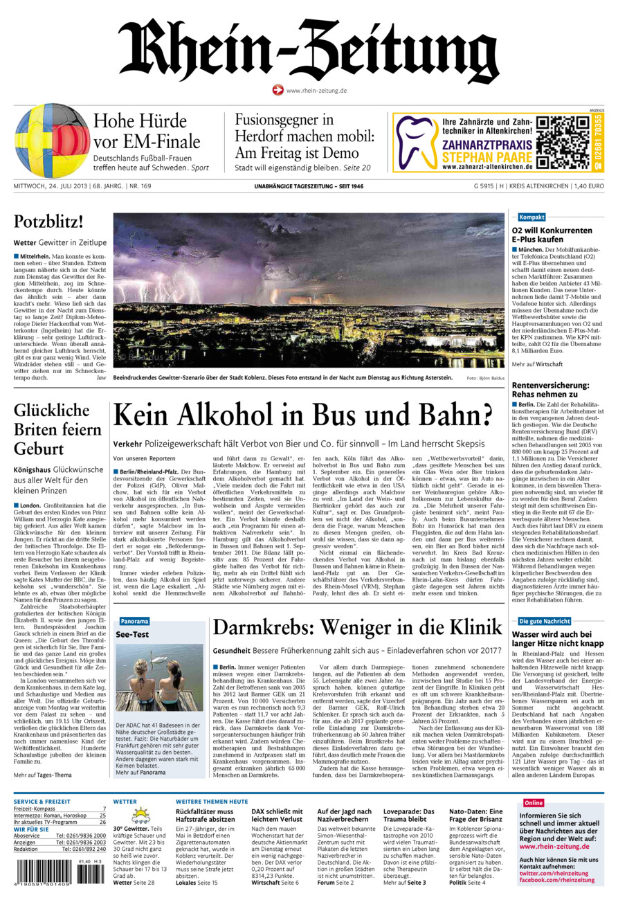 Rhein-Zeitung Kreis Altenkirchen vom Mittwoch, 24.07.2013