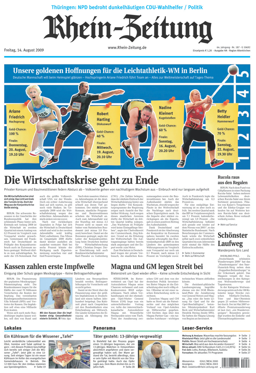 Rhein-Zeitung Kreis Altenkirchen vom Freitag, 14.08.2009
