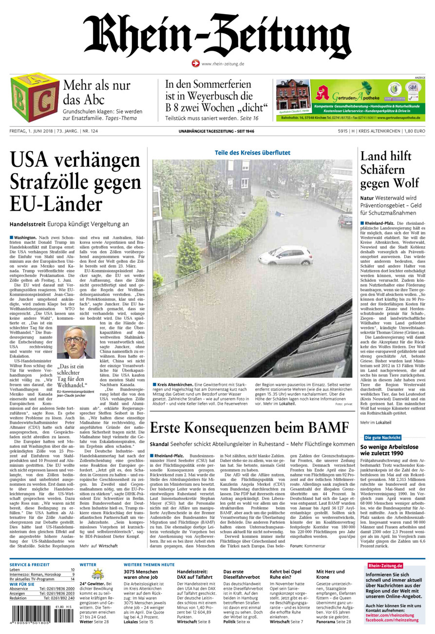 Rhein-Zeitung Kreis Altenkirchen vom Freitag, 01.06.2018