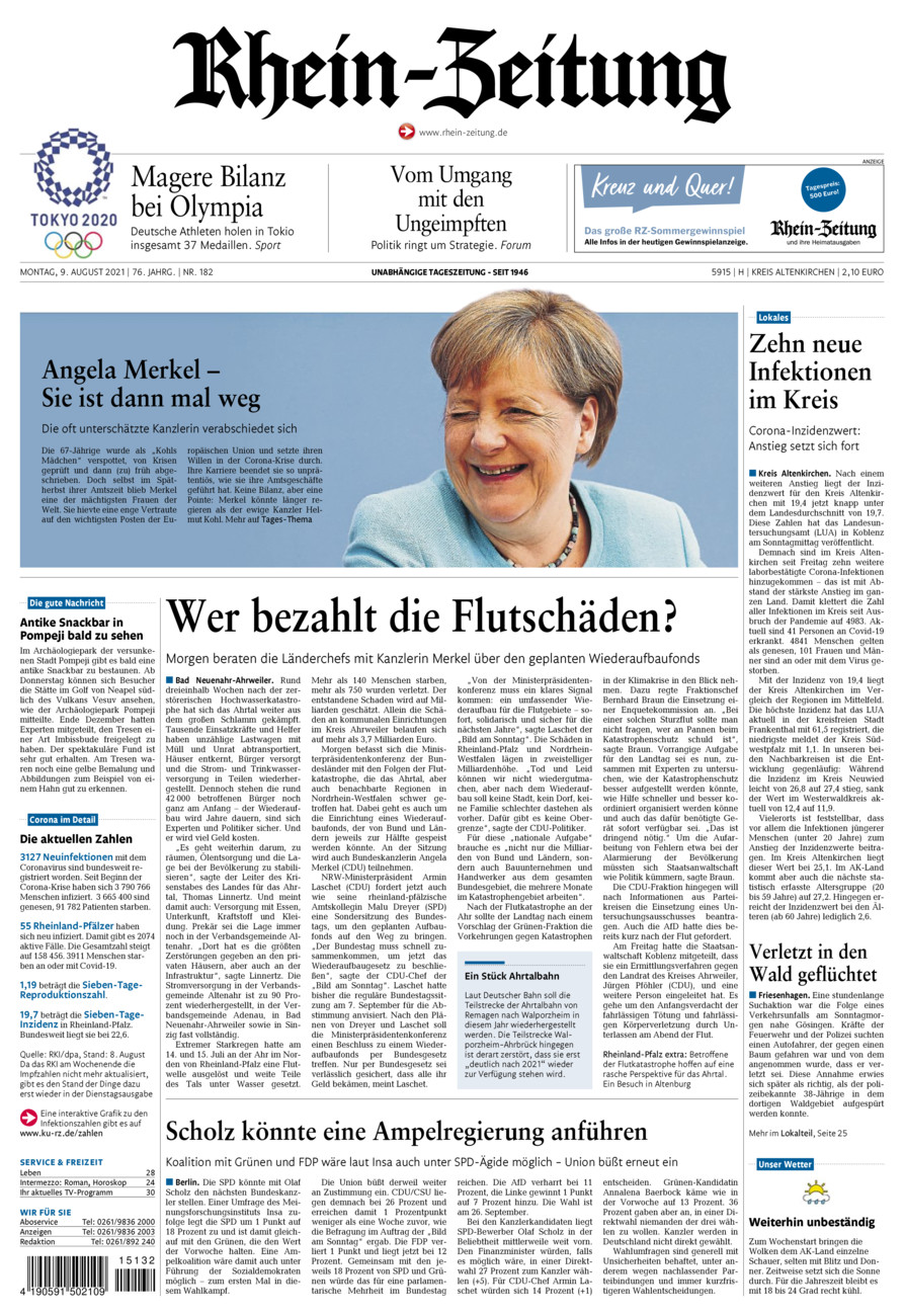 Rhein-Zeitung Kreis Altenkirchen vom Montag, 09.08.2021