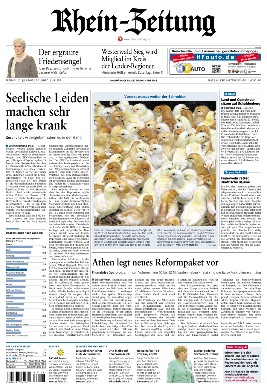 Rhein-Zeitung Kreis Altenkirchen vom Freitag, 10.07.2015