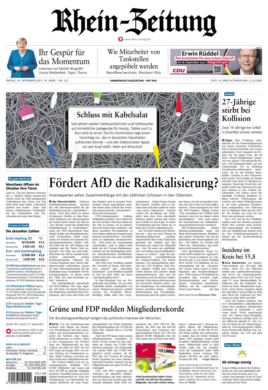 Rhein-Zeitung Kreis Altenkirchen vom Freitag, 24.09.2021