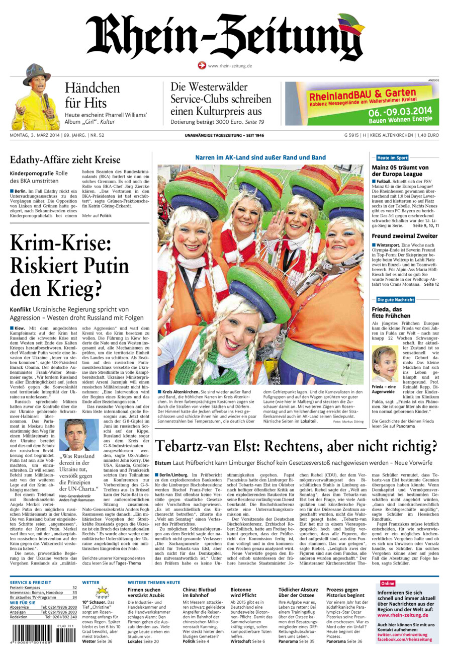 Rhein-Zeitung Kreis Altenkirchen vom Montag, 03.03.2014