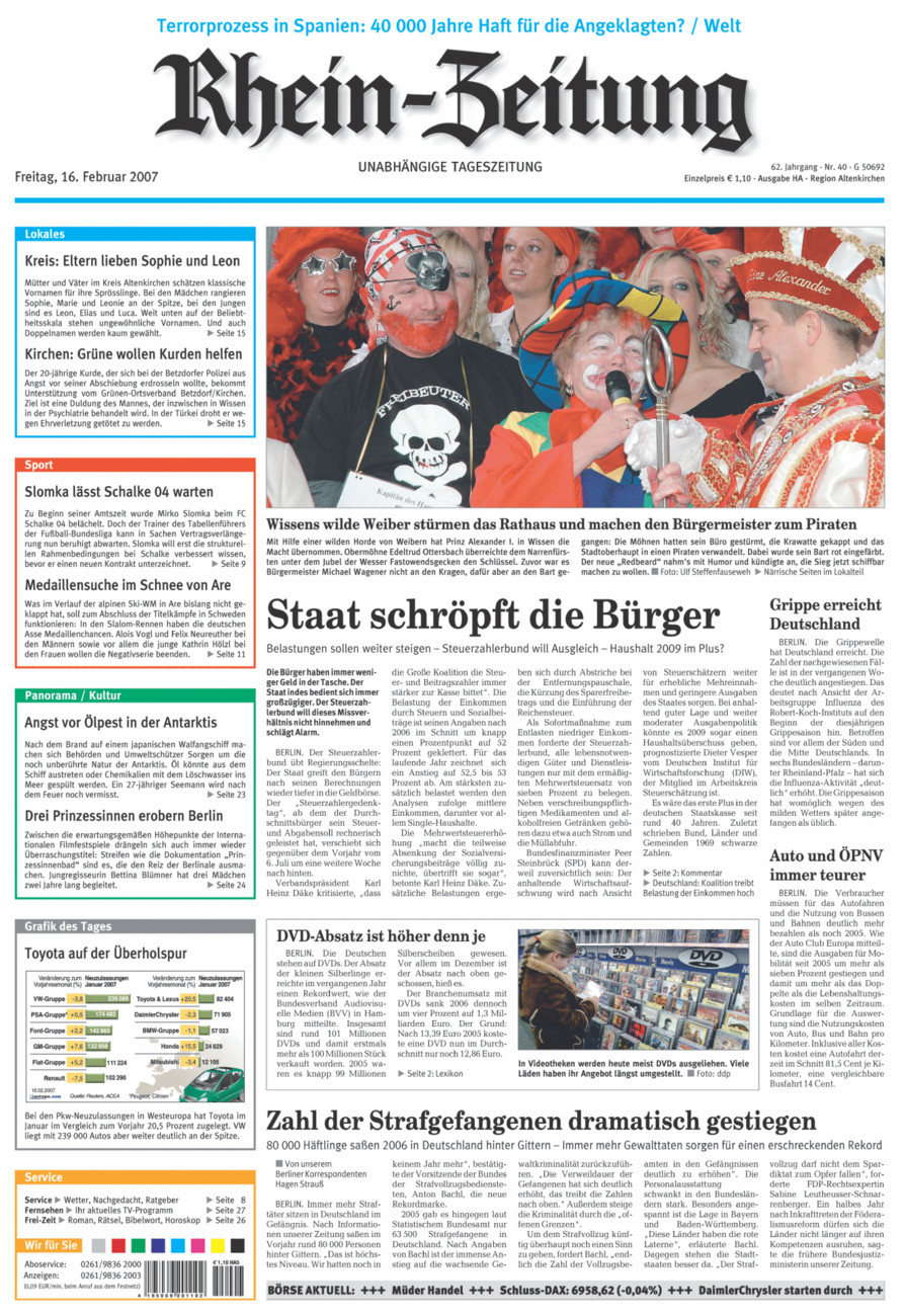 Rhein-Zeitung Kreis Altenkirchen vom Freitag, 16.02.2007