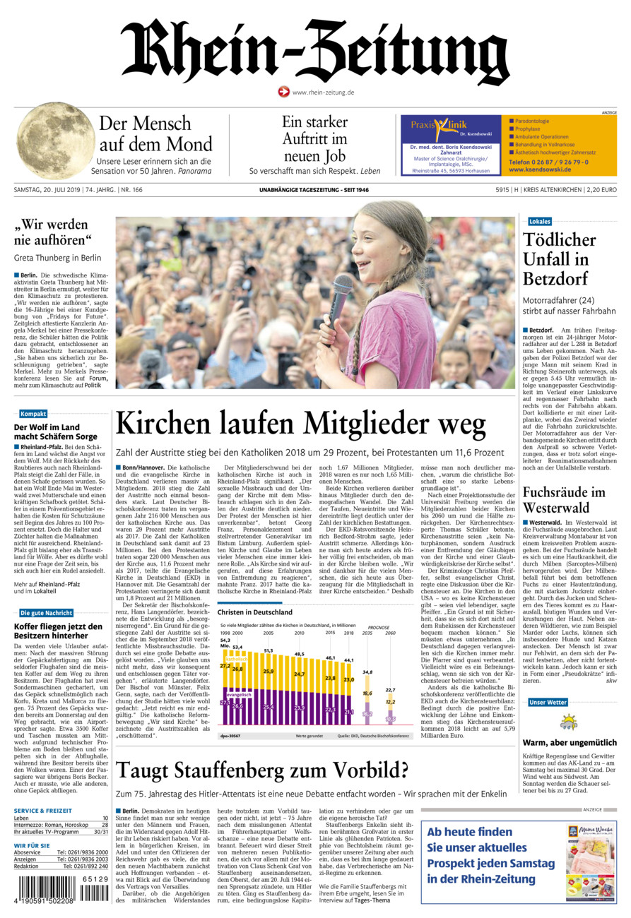 Rhein-Zeitung Kreis Altenkirchen vom Samstag, 20.07.2019