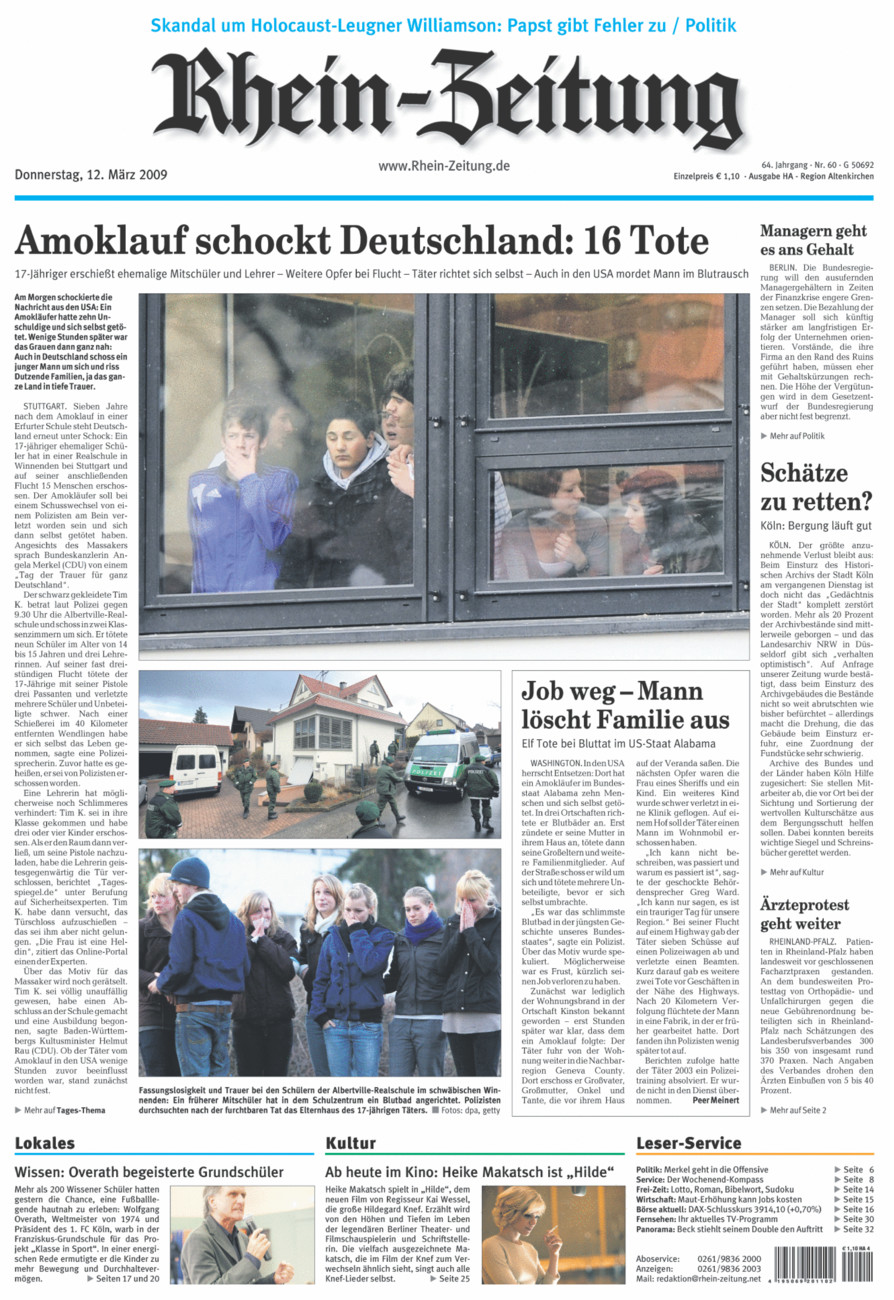 Rhein-Zeitung Kreis Altenkirchen vom Donnerstag, 12.03.2009
