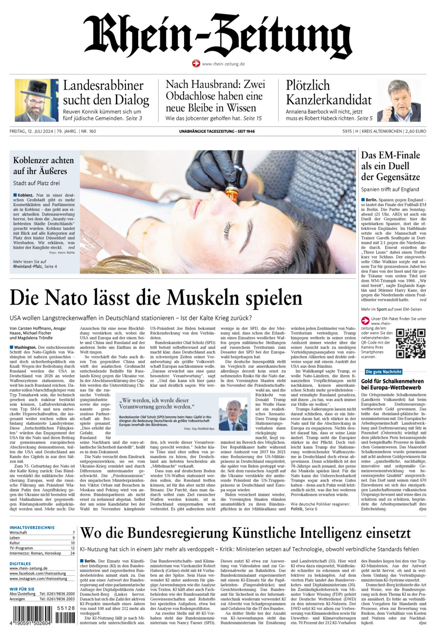 Rhein-Zeitung Kreis Altenkirchen vom Freitag, 12.07.2024