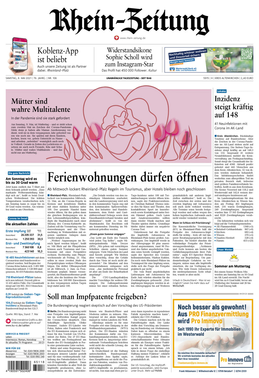 Rhein-Zeitung Kreis Altenkirchen vom Samstag, 08.05.2021