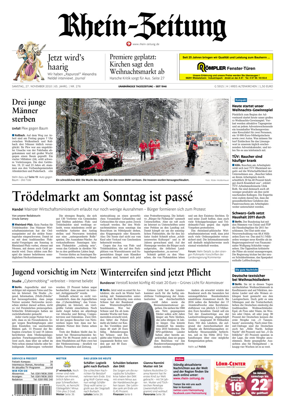 Rhein-Zeitung Kreis Altenkirchen vom Samstag, 27.11.2010
