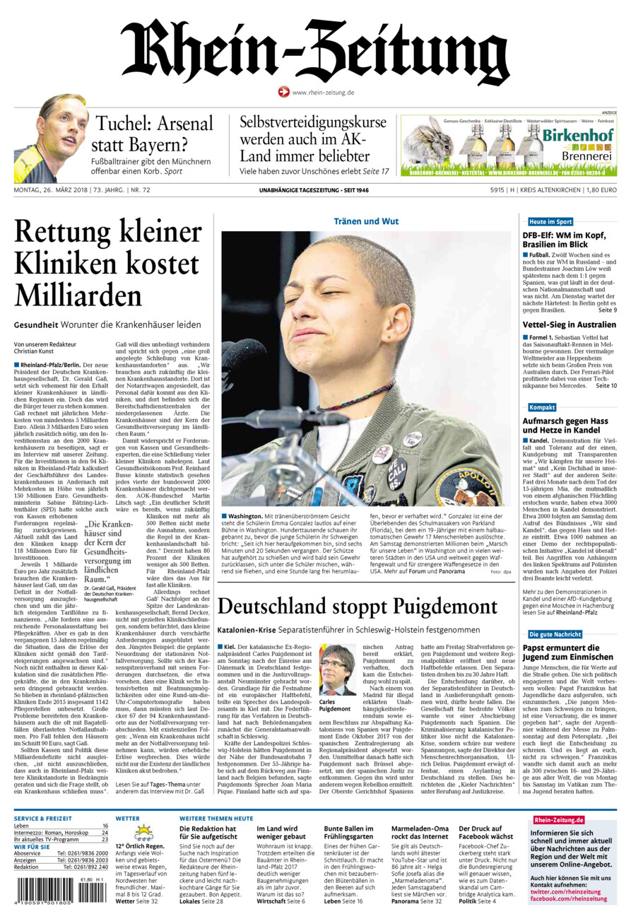 Rhein-Zeitung Kreis Altenkirchen vom Montag, 26.03.2018