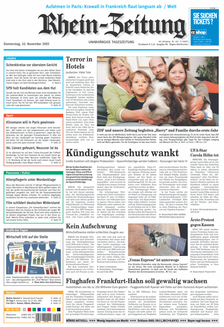 Rhein-Zeitung Kreis Altenkirchen vom Donnerstag, 10.11.2005