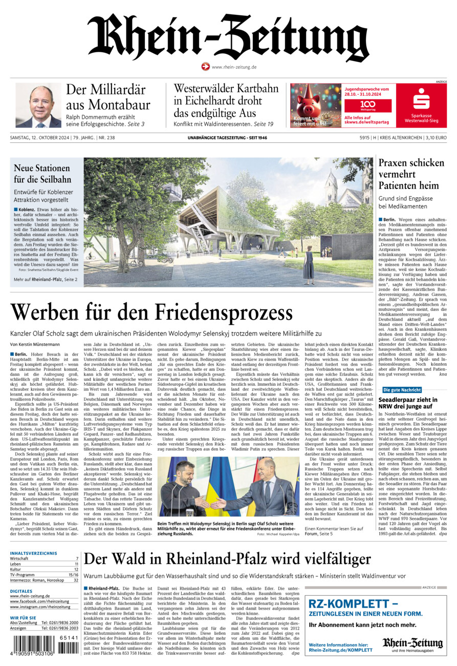 Rhein-Zeitung Kreis Altenkirchen vom Samstag, 12.10.2024