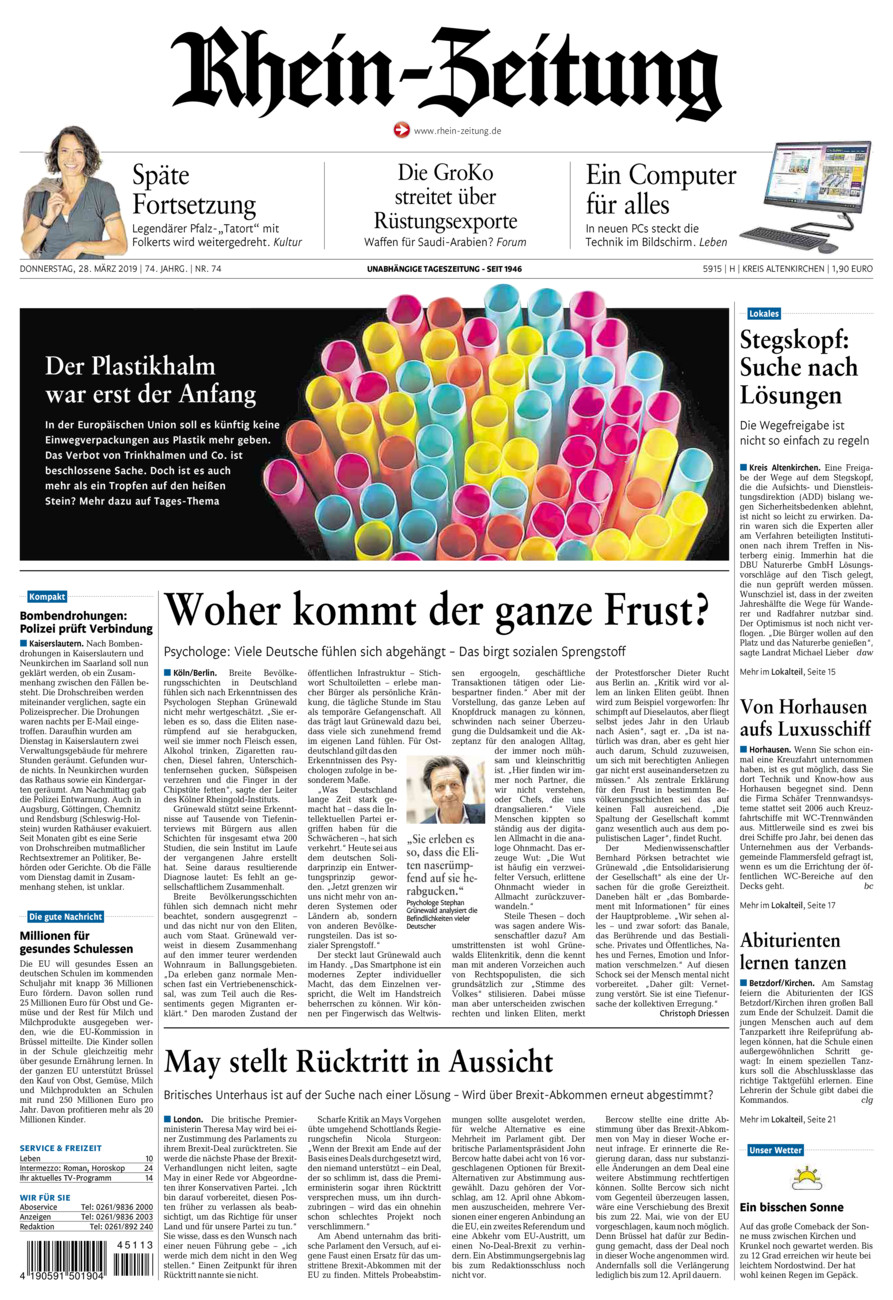 Rhein-Zeitung Kreis Altenkirchen vom Donnerstag, 28.03.2019