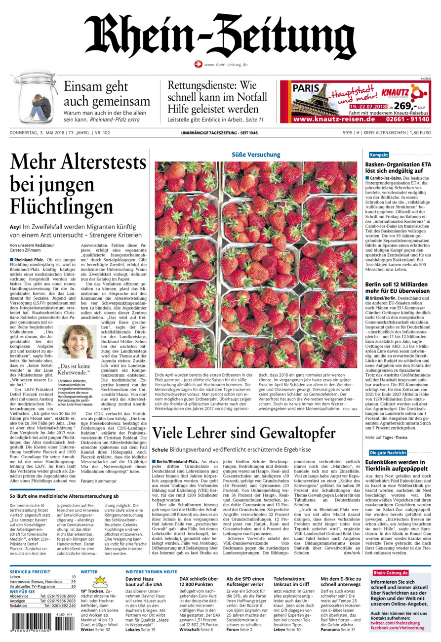 Rhein-Zeitung Kreis Altenkirchen vom Donnerstag, 03.05.2018
