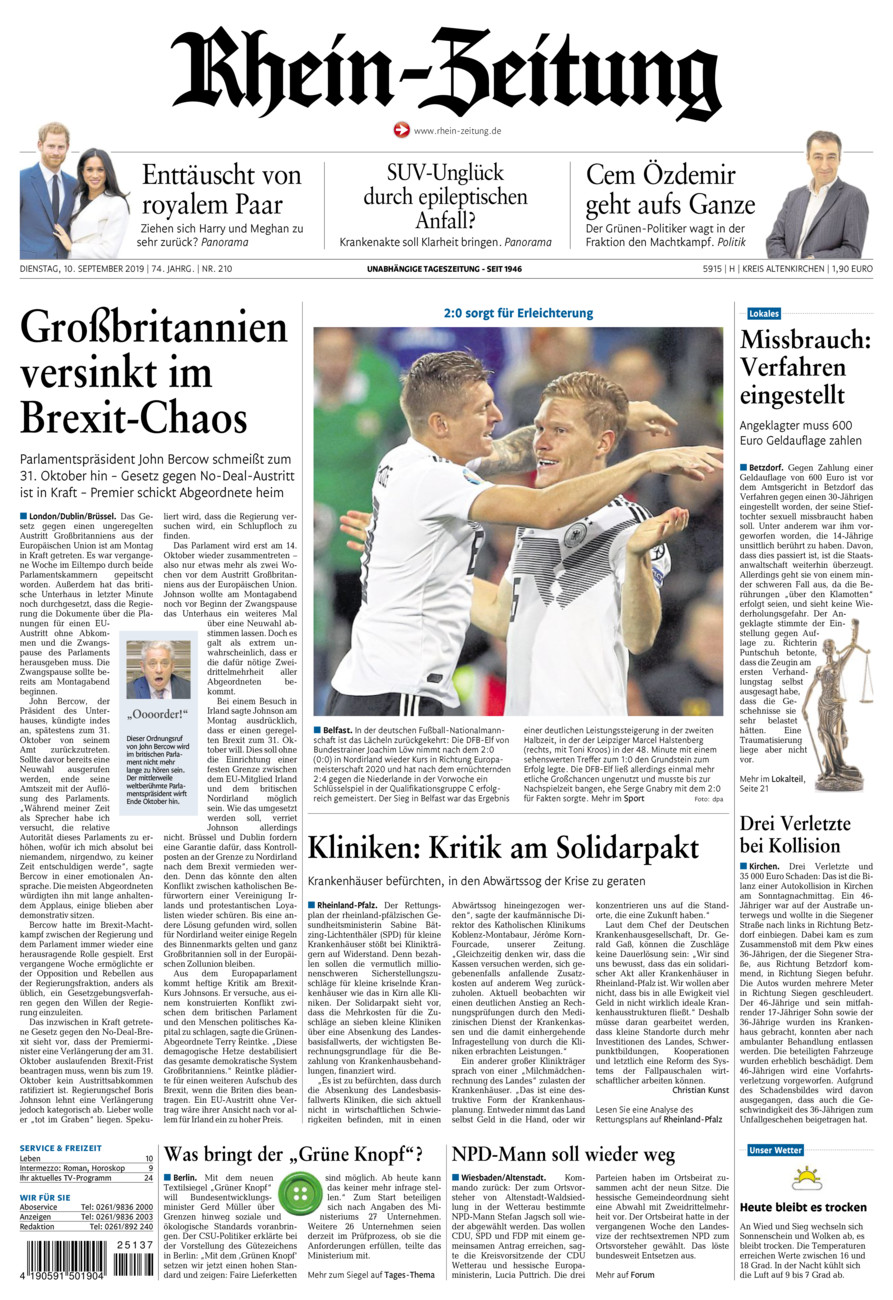 Rhein-Zeitung Kreis Altenkirchen vom Dienstag, 10.09.2019
