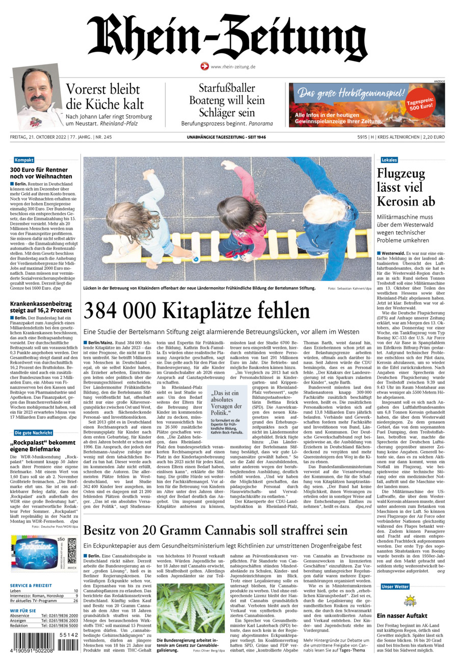 Rhein-Zeitung Kreis Altenkirchen vom Freitag, 21.10.2022