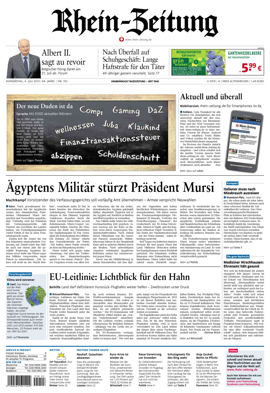 Rhein-Zeitung Kreis Altenkirchen vom Donnerstag, 04.07.2013