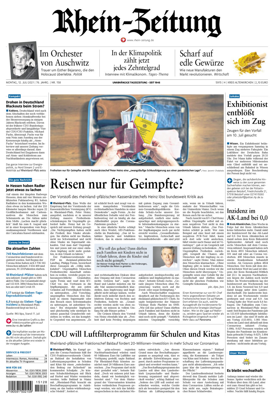 Rhein-Zeitung Kreis Altenkirchen vom Montag, 12.07.2021